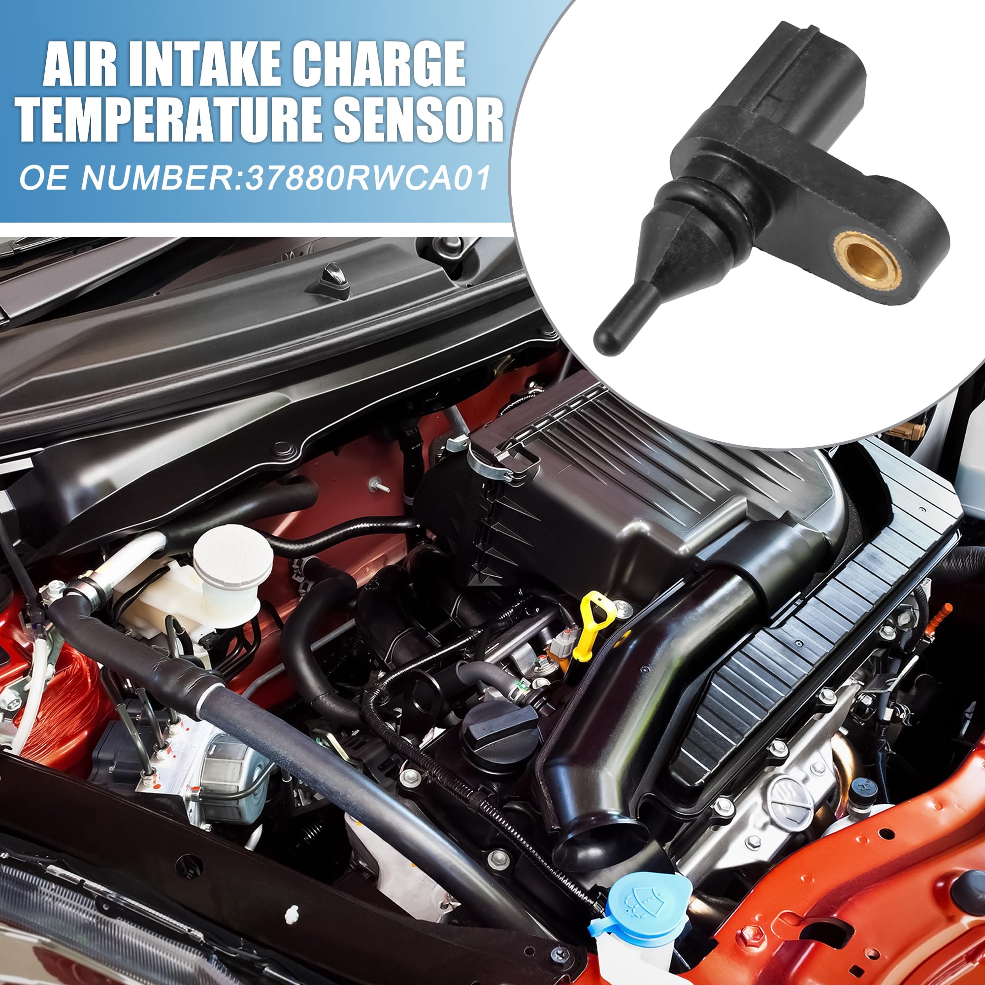2014 Honda Accord Air Intake Temperature Sensor 37880RWCA01 - OEM Replacement Black Plastic Air Charge Sensor for Improved Engine Performance