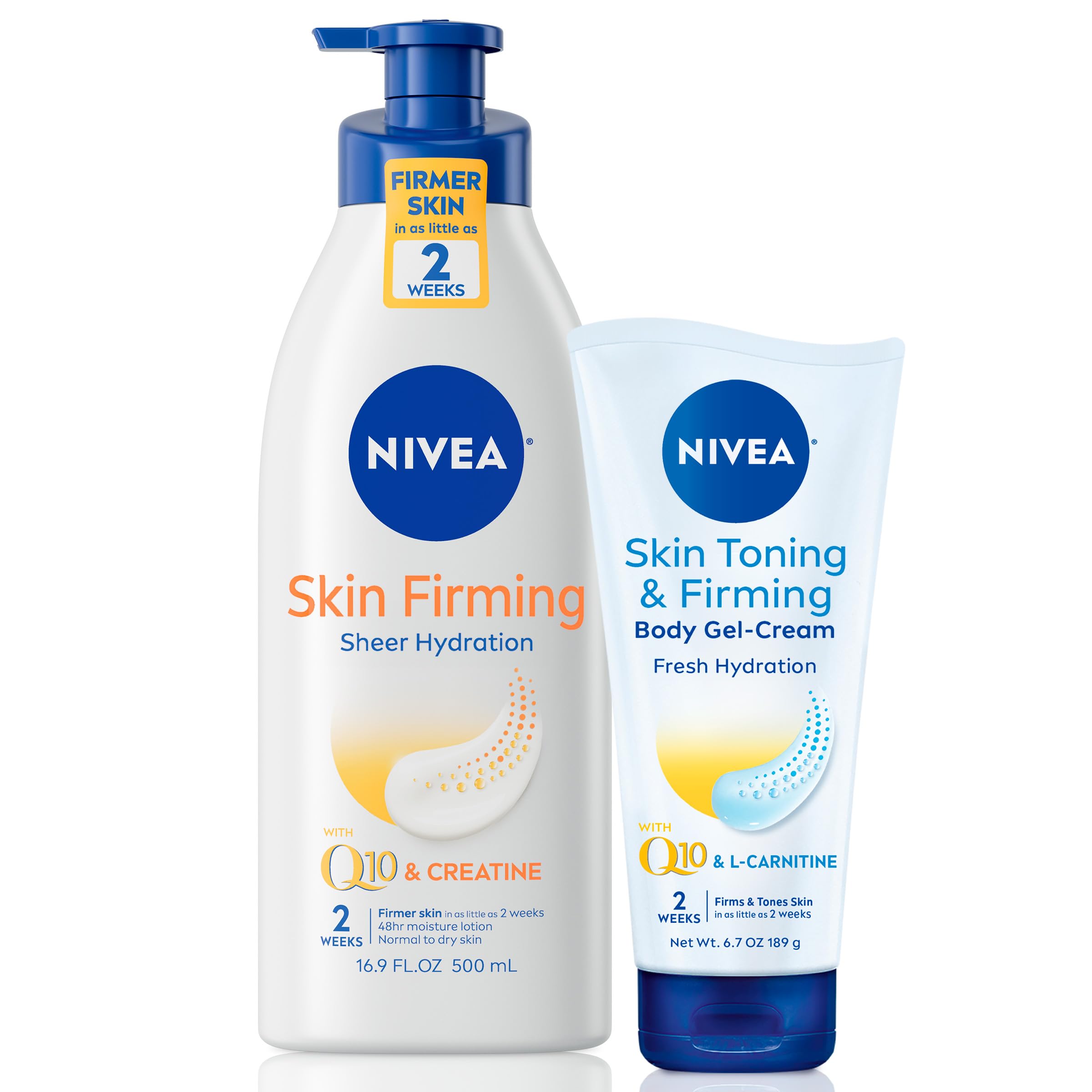 NIVEA Skin Firming Body Lotion Variety Pack - 16.9 Fl Oz Hydrating Lotion & 6.7 Oz Firming Gel Cream for Dry Skin | Anti-Aging & Moisturizing Care | Perfect for Daily Use & Post-Shower Hydration