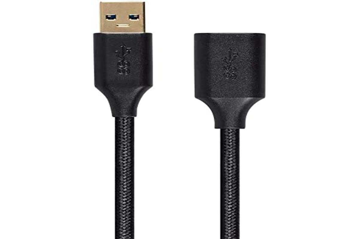 Monoprice 6FT USB 3.0 Extension Cable - A Male to A Female High Speed Data Sync & Charging Cord - Compatible with Printers, Cameras, Hard Drives & More (Black) | Home Office & Travel Essential