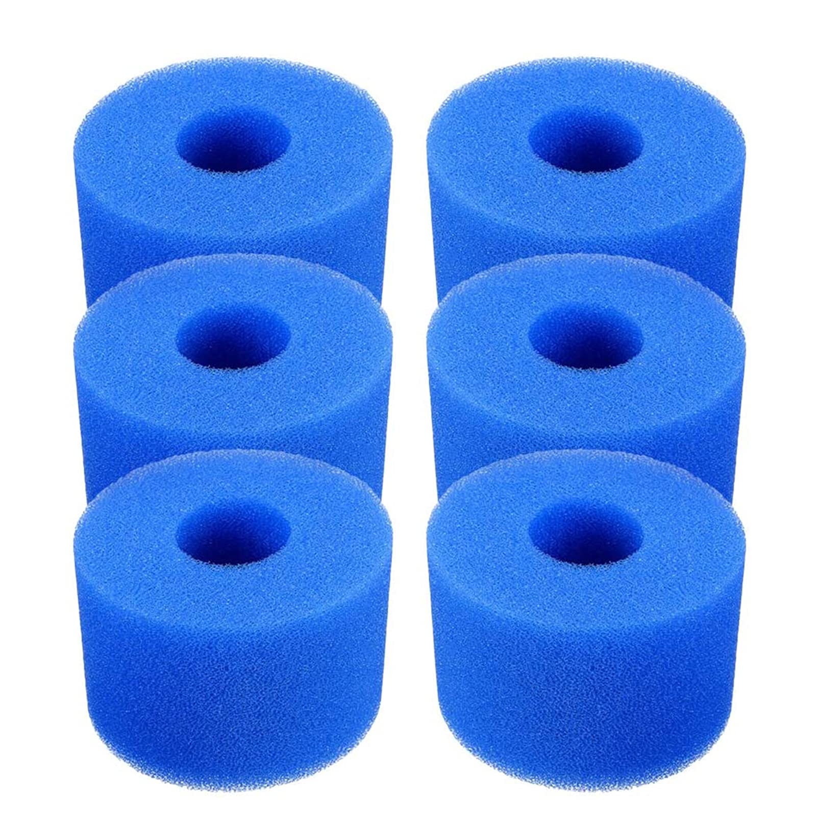 6 Pack Reusable Pool Filter Sponges - Washable Foam Filters for Swimming Pools (Compatible with Type H/A/S1/I/II/VI/D/VII/B) | Improves Water Clarity & Easy Maintenance for Inground/Above Ground Pools, Spas, and Fountains