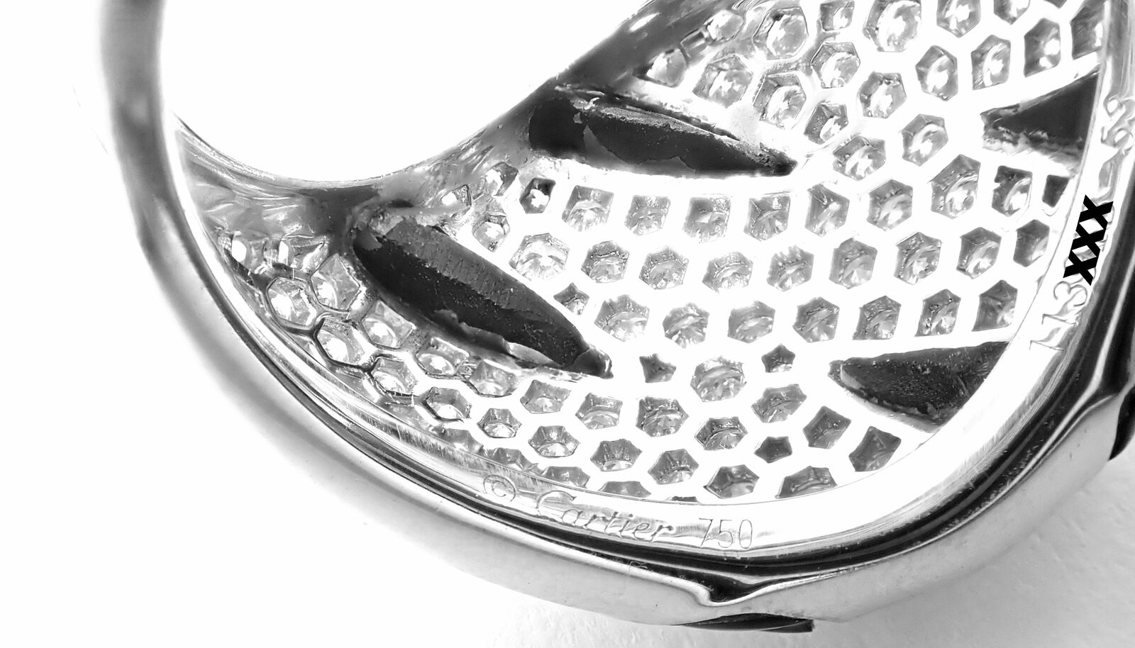 Authentic Cartier Panther Panthere Claw 18k White Gold Diamond Onyx Ring - Size 53 - Luxury Jewelry for Women, Perfect for Weddings, Anniversaries & Special Occasions
