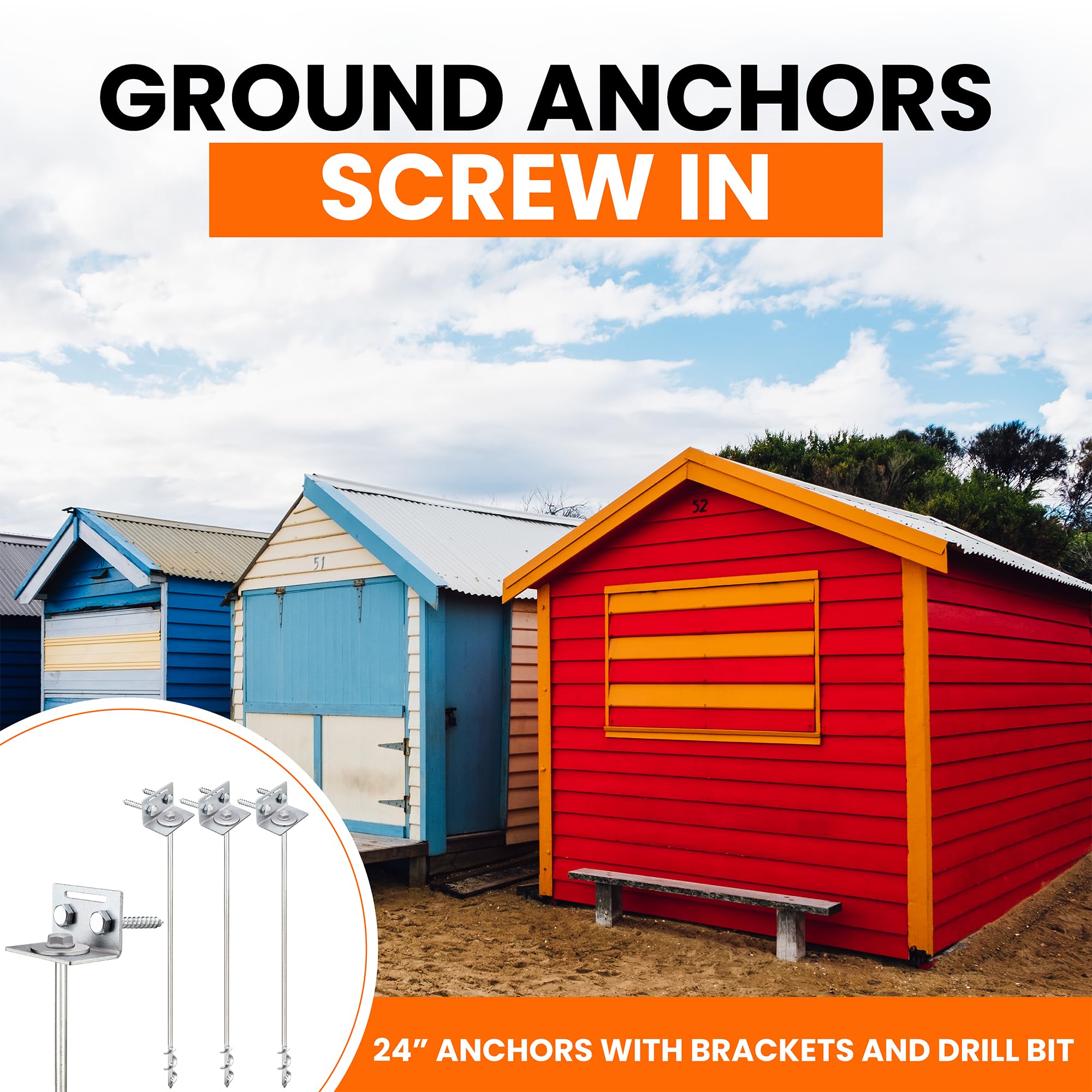 Heavy Duty Ground Anchors Screw-In Kit - 24