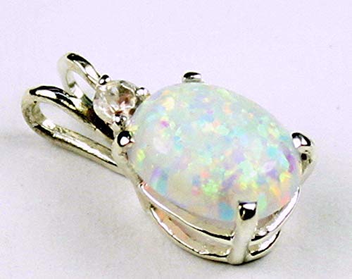 Beautiful Sterling Silver Pendant with Created White Opal and CZ Accents - Perfect for Everyday Wear & Special Occasions | SP020