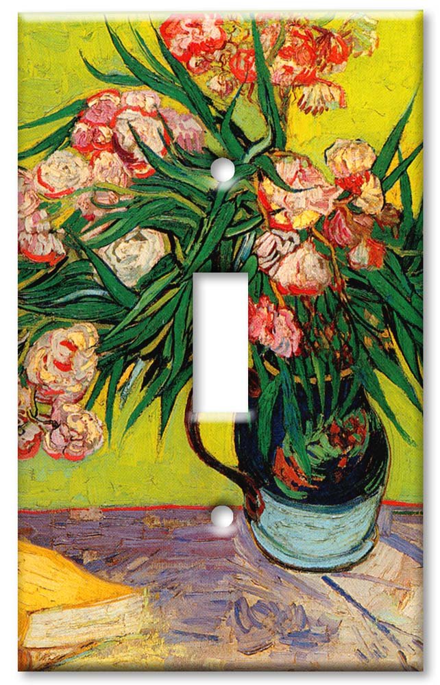 Van Gogh Oleanders Art Switch Plate - Single Toggle Light Cover - Vintage Floral Decor for Living Room, Bedroom & Office