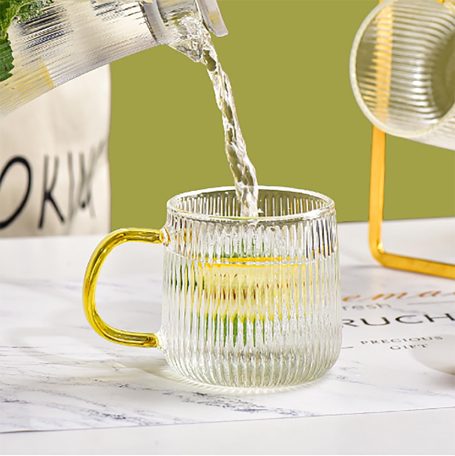 4-Piece Glass Coffee Cup Set with Handle - Perfect for Iced Coffee & Tea Bar
