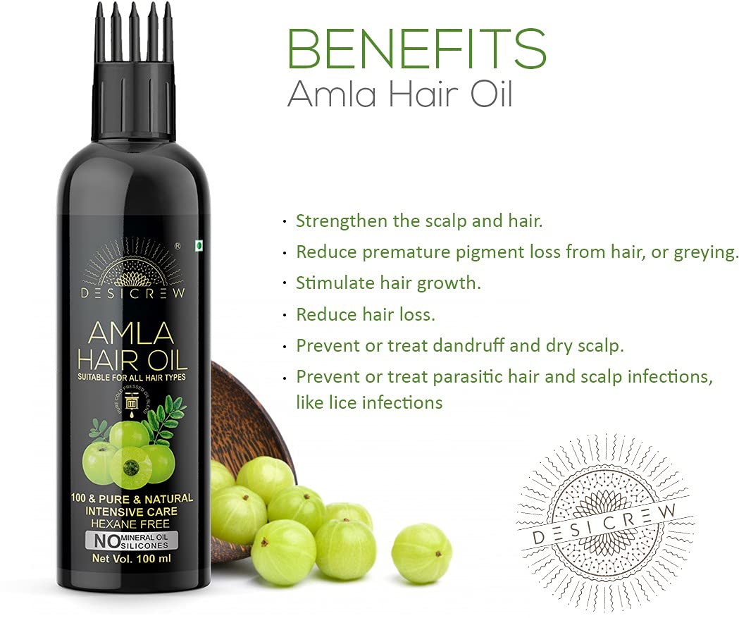 Cold-Pressed Amla & Hair Tonic Oil Combo - 100ml x 2 for Hair Growth, Moisturizing & Healing - Skin, Scalp & Eyelash Care with Applicator - Perfect for Daily Hair Treatment & Damaged Hair Repair