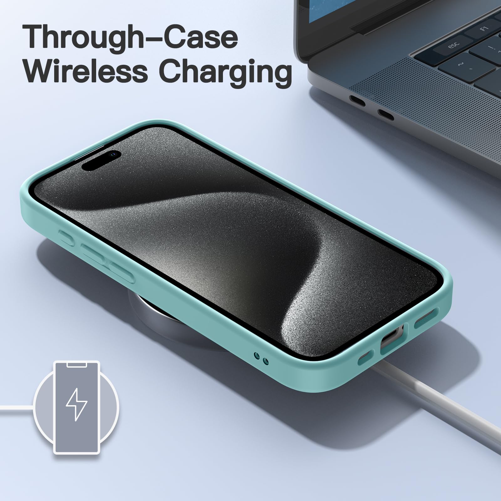 JETech Matte Shockproof Case for iPhone 15 Pro Max 6.7-Inch - Military Grade Drop Protection, Frosted Translucent Anti-Fingerprint Phone Cover (Bright Blue) - Perfect for Outdoor Activities, Travel & Daily Protection