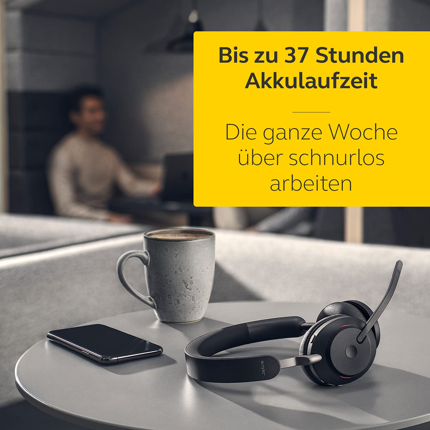 Jabra Evolve2 65 Wireless PC Headset - Noise Cancelling Microsoft Teams Certified Headphones with Long Battery Life - USB-C Bluetooth Adapter - Black - Perfect for Remote Work & Video Conferencing