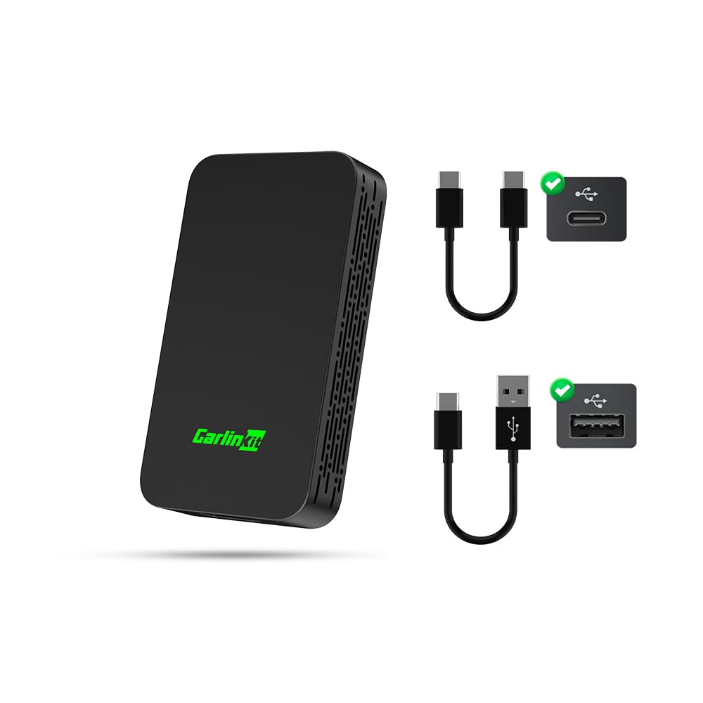 Carlinkit 5.0 Wireless CarPlay/Android Auto Adapter - Convert Wired to Wireless for iPhone & Android - Fast & Stable Connection - Plug & Play Setup - Perfect for Commuting, Road Trips & Daily Driving