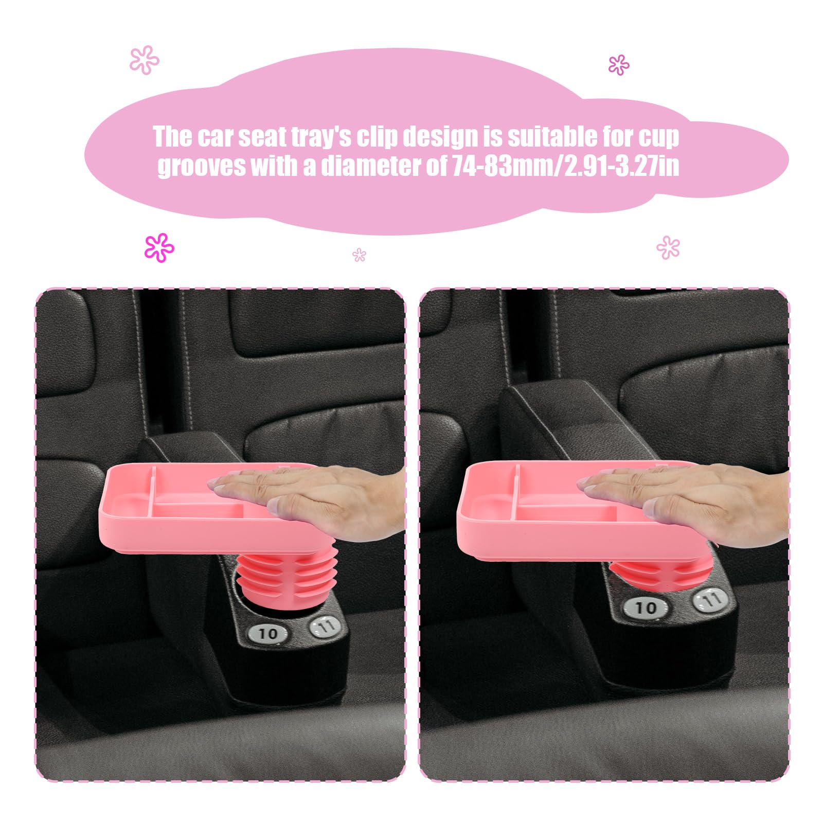 360° Rotating Silicone Snack Tray for Kids Car Seat - Pink | Travel & Cinema Use