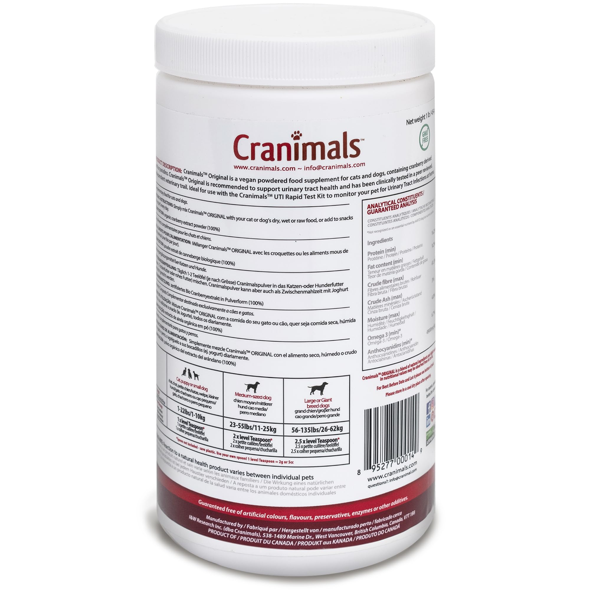 Organic Cranberry Powder for Dogs - UTI Supplement & Urinary Tract Health Support (6 Month Supply) - Prevents UTIs, Incontinence & Struvite Stones - Natural Alternative to Antibiotics & Prescription Diets - Vet Recommended for Senior Dogs & Pets with Recurrent Bladder Issues - Perfect for Daily Mixing in Food or Water