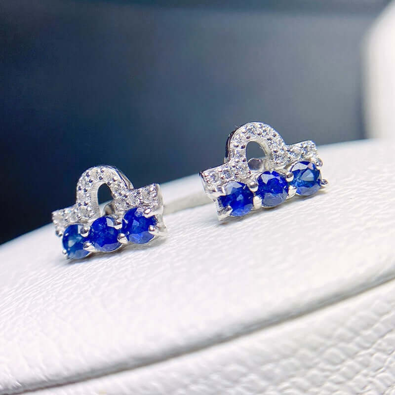 925 Sterling Silver Sapphire Stud Earrings for Women - Genuine Blue Sapphire Jewelry Set | Perfect for Weddings, Anniversaries & Gift Giving | FME E210