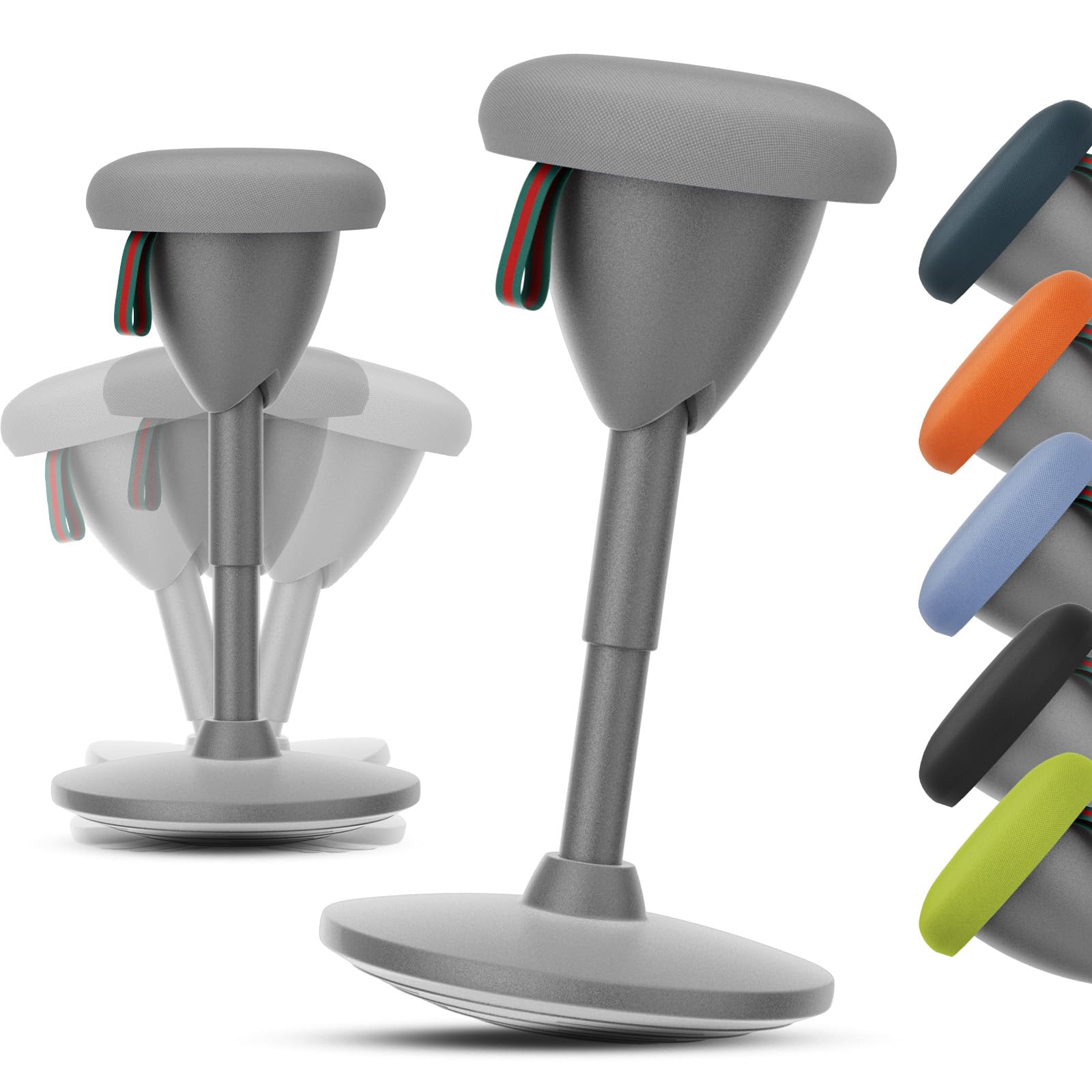 **Adjustable Height Wobble Stool - 360° Rocking Motion Standing Desk Chair for Office & Classroom, Ergonomic Balance Stool with Non-Slip Base, Portable Active Sitting Stool (Light Grey) - Perfect for Home Office, School & Workspaces**