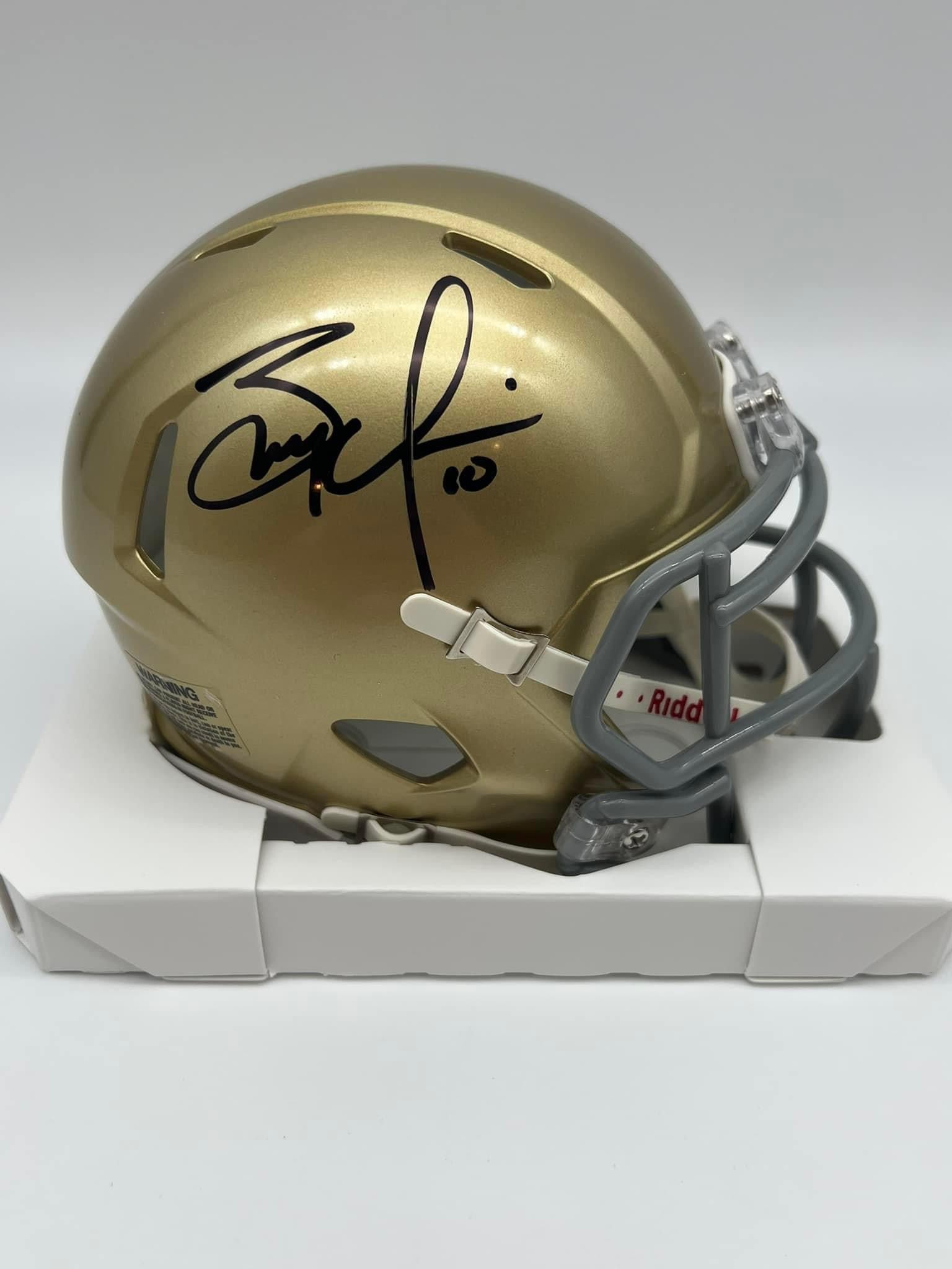 Brady Quinn Autographed Notre Dame Fighting Irish Speed Mini Helmet - Signed Collectible Football Memorabilia for Fans & Sports Enthusiasts - Perfect for Display, Gifts, and Game Room Decor