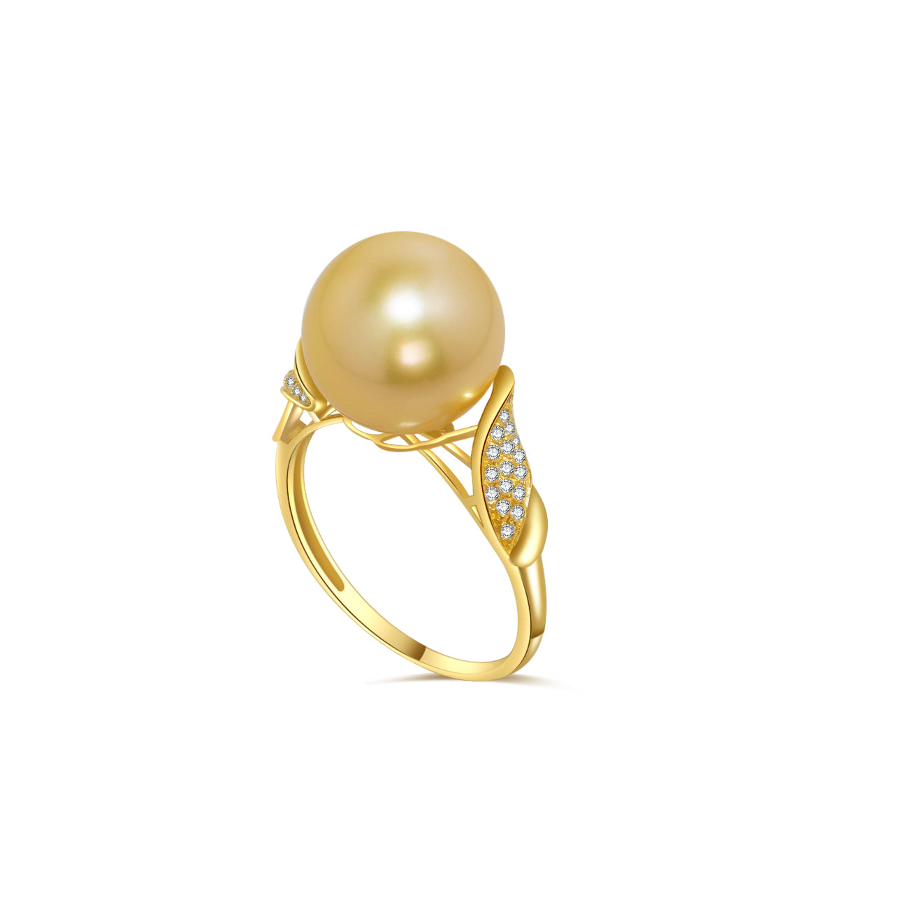 18K Gold South Sea Golden Pearl Ring KR00014 - Elegant Pearl Jewelry for Women, Luxury Bridal & Evening Wear Accessories
