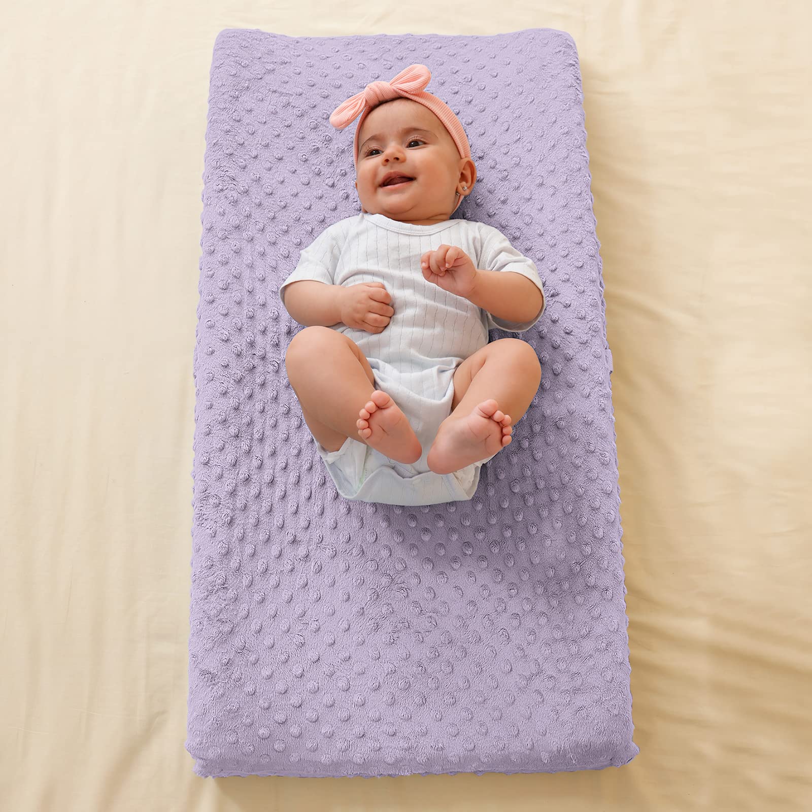 Soft Minky Dot Baby Changing Pad Cover - Ultra Comfortable & Safe for Newborns, Girls & Boys - Fits 32
