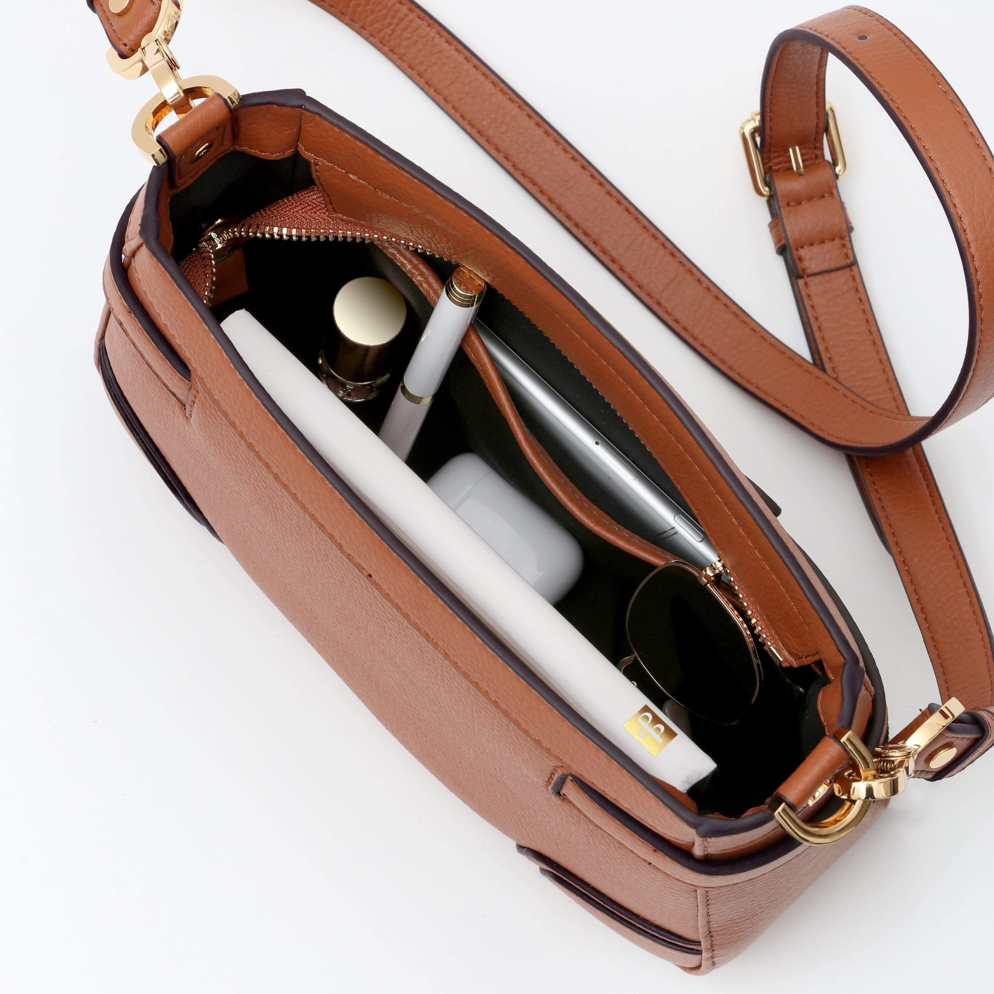 Stockholm Vegan Leather Crossbody Bag for Women | Camel Brown | Stylish & Cruelty-Free Purse for Everyday Use, Travel & Shopping