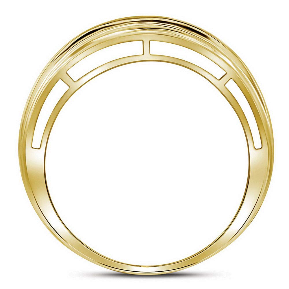 1/5 CTTW Yellow-Tone Sterling Silver Men's Round Diamond Wedding Band Ring - Perfect for Engagements, Anniversaries & Special Occasions