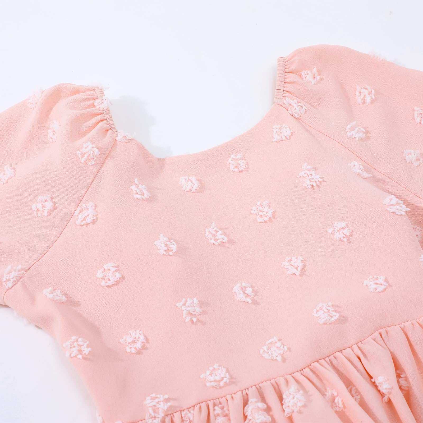 Easter Dress for Girls - Short Sleeve Summer Casual Princess Style Tie Back Dress for Easter Party, Spring Outfits & Special Occasions