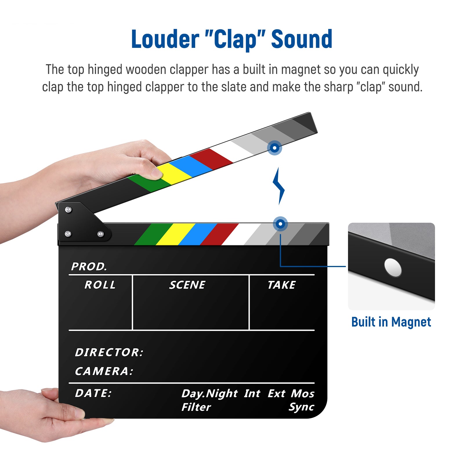 Professional NEEWER 12”x10” Acrylic Film Clapper Board - Durable Plastic Movie Slate for Filmmaking, Theater Productions & YouTube Videos - Perfect for Directors, Film Students & Content Creators