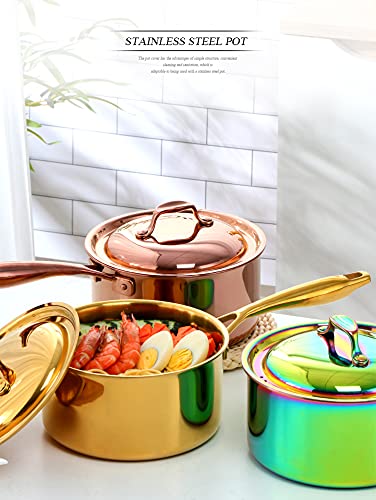 Premium 18/8 Stainless Steel 3-Ply Bonded Saucepan - 2.5 Quart (18cm) Gold Cookware with Heat-Resistant Handle | Dishwasher Safe & Oven Safe | Ideal for Sauces, Soups & Simmering | All-Clad Style Cookware Set for Professional & Home Kitchens