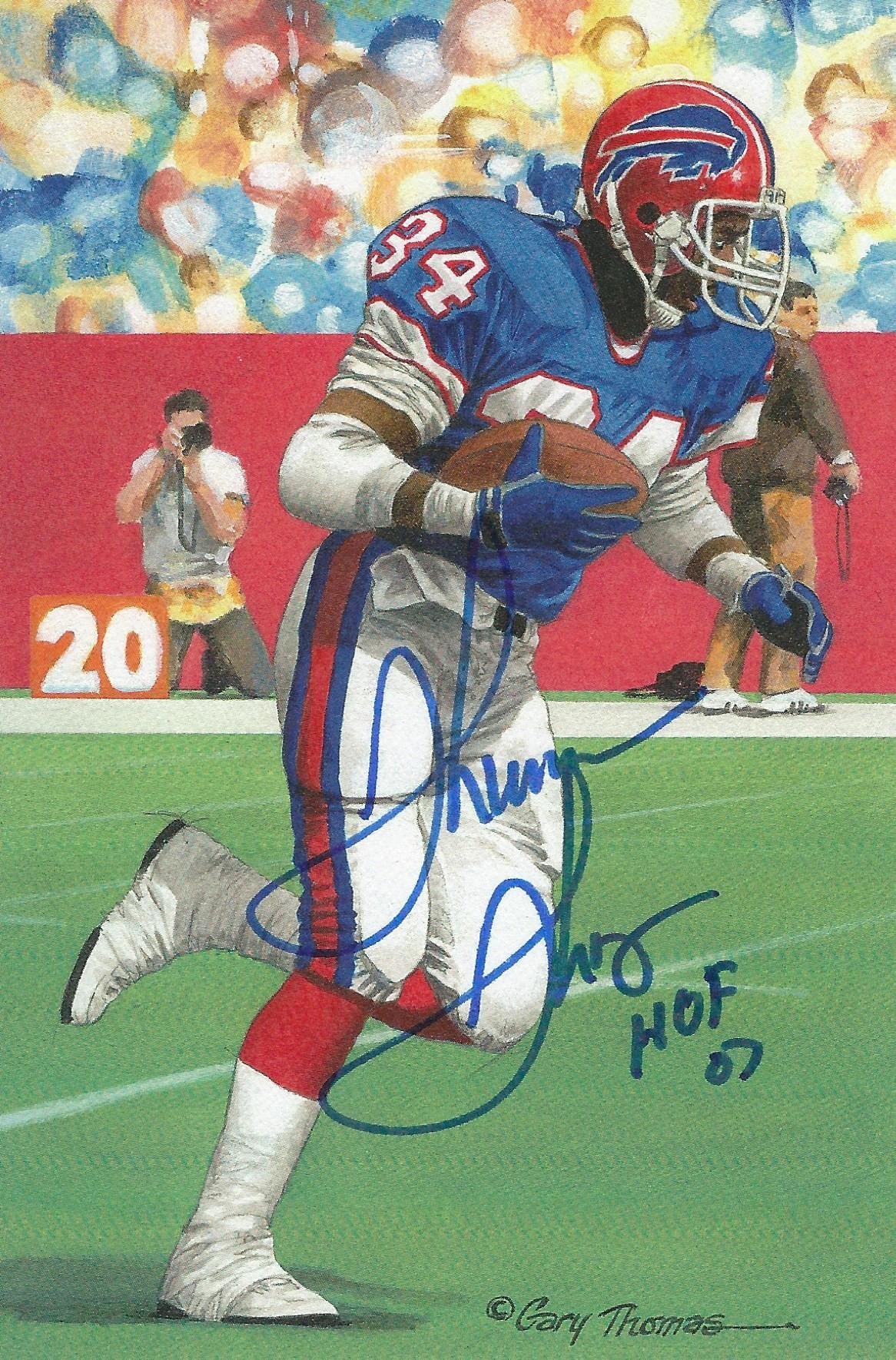 Thurman Thomas Autographed NFL Goal Line Art Football Card - Signed Memorabilia for Collectors & Fans - Perfect for Sports Memorabilia Displays & Fan Cave Decor