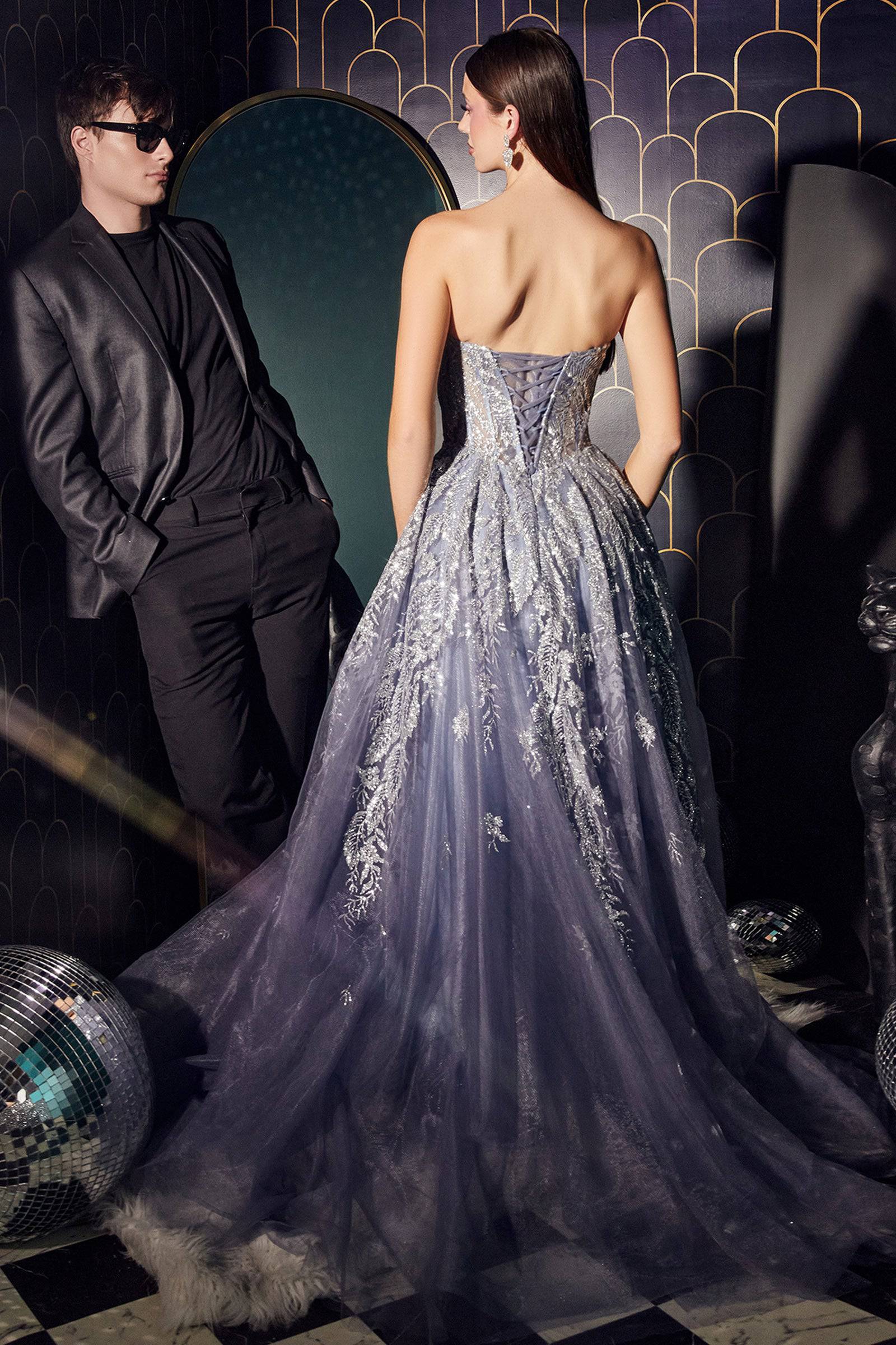Cinderella Divine J852 Shimmering Floral Corset Ball Gown - Elegant Prom Dress for Women 2023 | Perfect for Homecoming, Quinceañera & Formal Events
