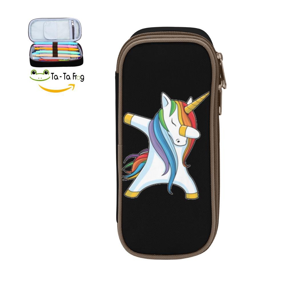 Colorful Unicorn Dabbing Pen Pouch for Teens - Double Zipper Large Capacity Pencil Case, Makeup Bag & School Stationery Organizer - Perfect for School, College, Travel & Everyday Use