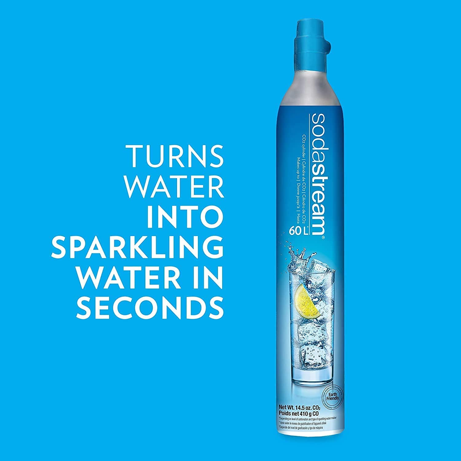 SodaStream 60L CO2 Carbonator Refill - 14.5 Oz (3-Pack) - No Exchange Needed - Perfect for Home Carbonation & Sparkling Water Makers