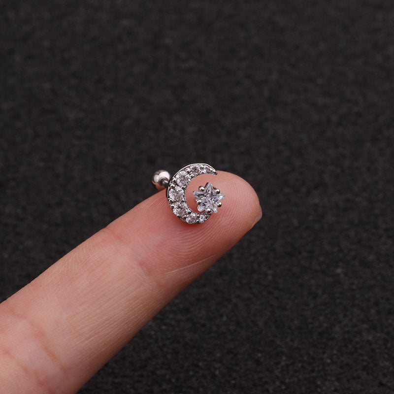 20G Cartilage Tiny Stud Earrings - Moon and Star Earrings for Women | HSPJ1950 | Perfect for Daily Wear, Gifts, and Special Occasions