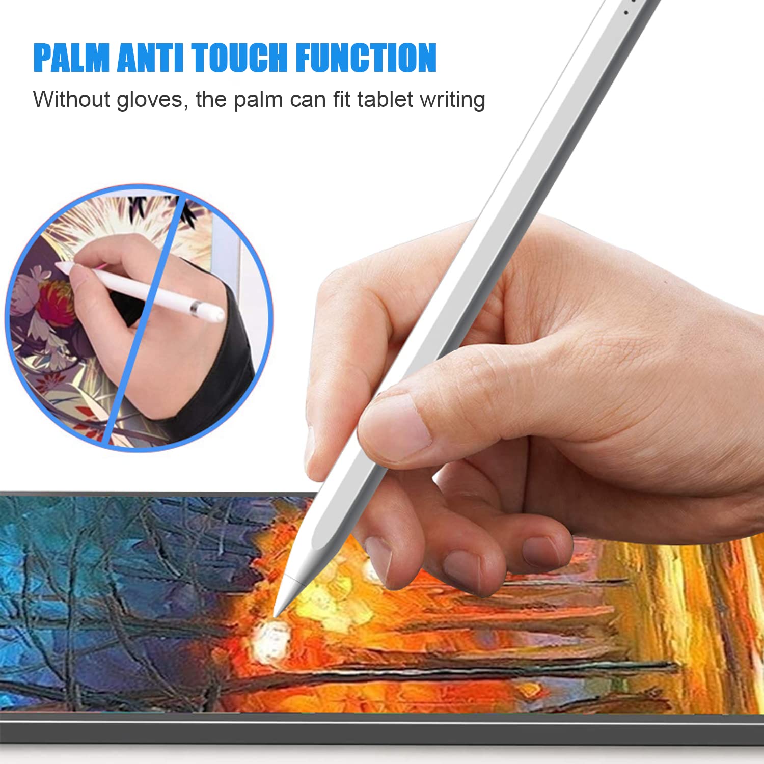 Premium Stylus Pen for iPad (2018-2021 Models: iPad/iPad Mini/iPad Pro/iPad Air) - Palm Rejection, Smart Tilt, Magnetic Attachment - Ultra Precise & Sensitive for Writing, Drawing, Note Taking - Perfect for Digital Artists, Students & Professionals - White