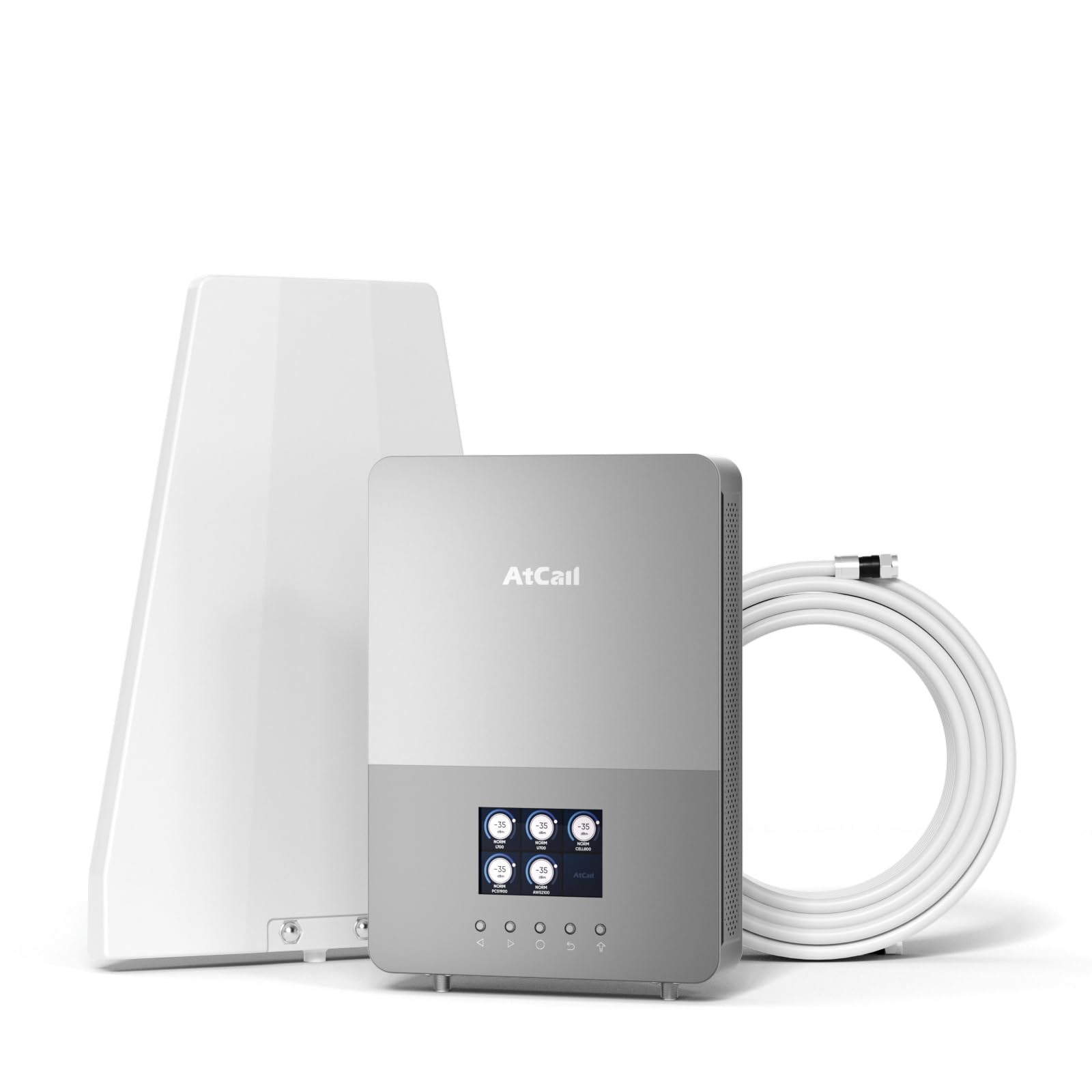 Atcall 5G Cell Phone Signal Booster for Home & Office - Up to 5,000 Sq Ft Coverage, Smart LCD Display, Compatible with All Canadian Carriers (Rogers, Bell, TELUS) & US Networks, ISED & FCC Approved - Perfect for Remote Work, Rural Areas & Weak Signal Zones