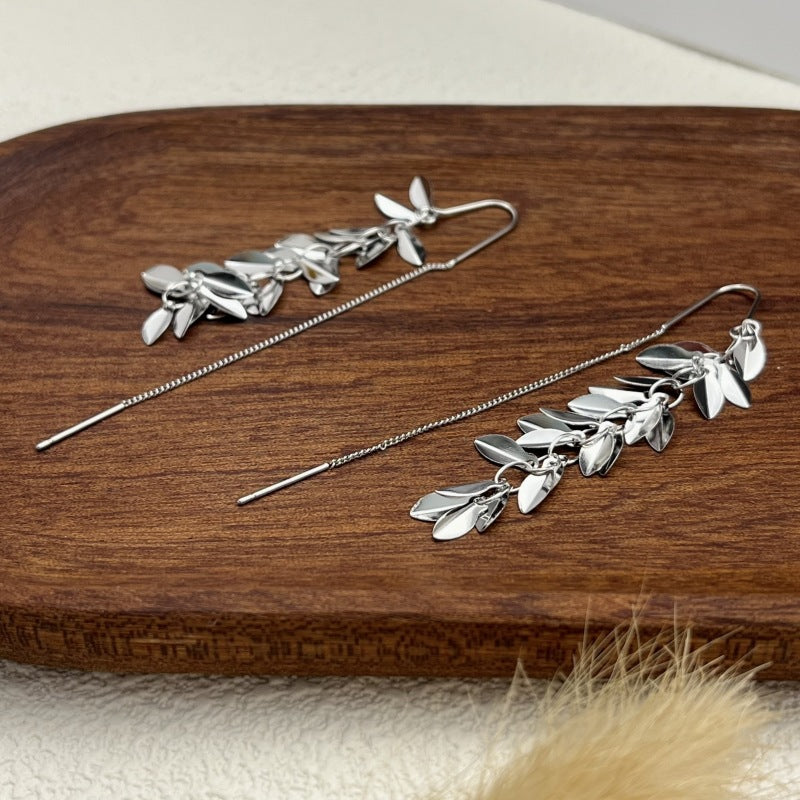 Vintage Gold Leaf Chain Threader Earrings - Dainty Boho Jewelry for Women | A7778 | Perfect for Parties, Weddings & Everyday Wear