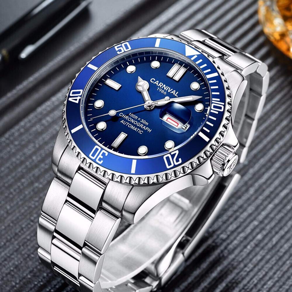 MASTOP Men's Automatic Diver Watch with Rotating Bezel - Classic Analog Luxury Dress Watch with Day & Week Display - Perfect for Business, Formal Events & Water Sports
