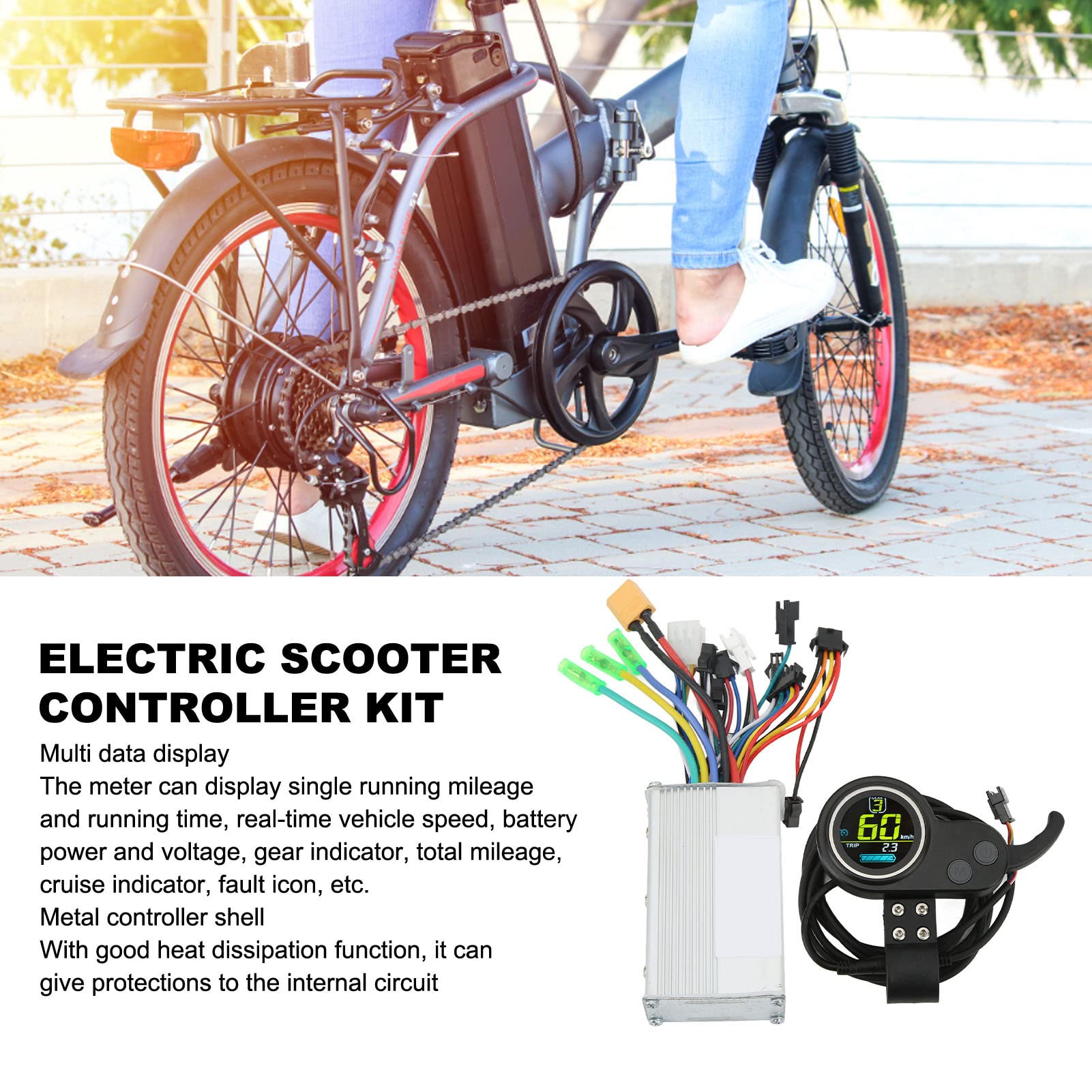 Raguso 350W Electric Scooter Controller Kit with LCD Display & Heat Dissipation - Multi Data Monitor for 22.5mm Handle Refitting - Perfect for Commuting, Urban Travel & E-Scooter Upgrades