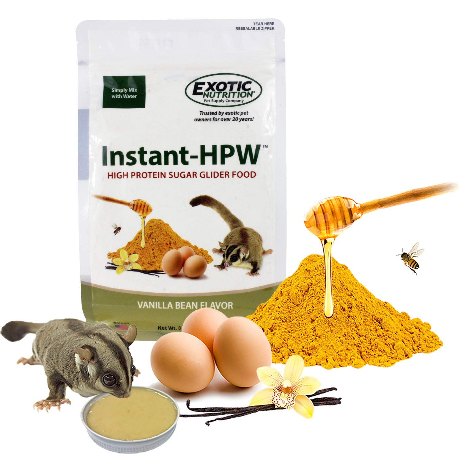 Instant-HPW 18 lb (Makes 24 lb) - All Natural Vitamin Enriched Sugar Glider Food - High Protein Wombaroo Formula - Healthy & Nutritious Staple Diet for Sugar Gliders - Perfect for Daily Feeding, Breeding & Recovery Nutrition