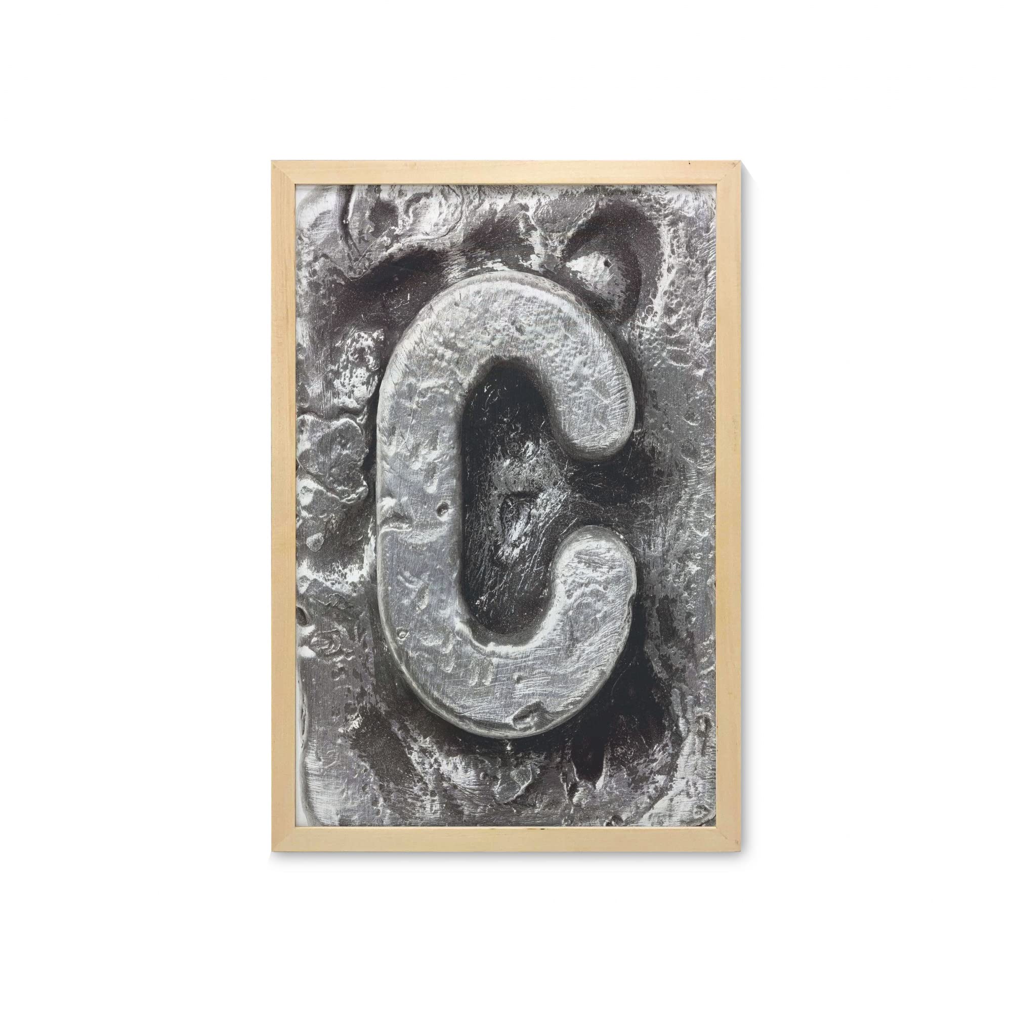 Ambesonne Rustic Alphabet Letter C Wall Art with Frame - Printed Fabric Poster for Bathroom, Living Room & Dorm Decor - 23x35 Inches Taupe Grey - Perfect for Farmhouse, Nursery & Home Office Decor
