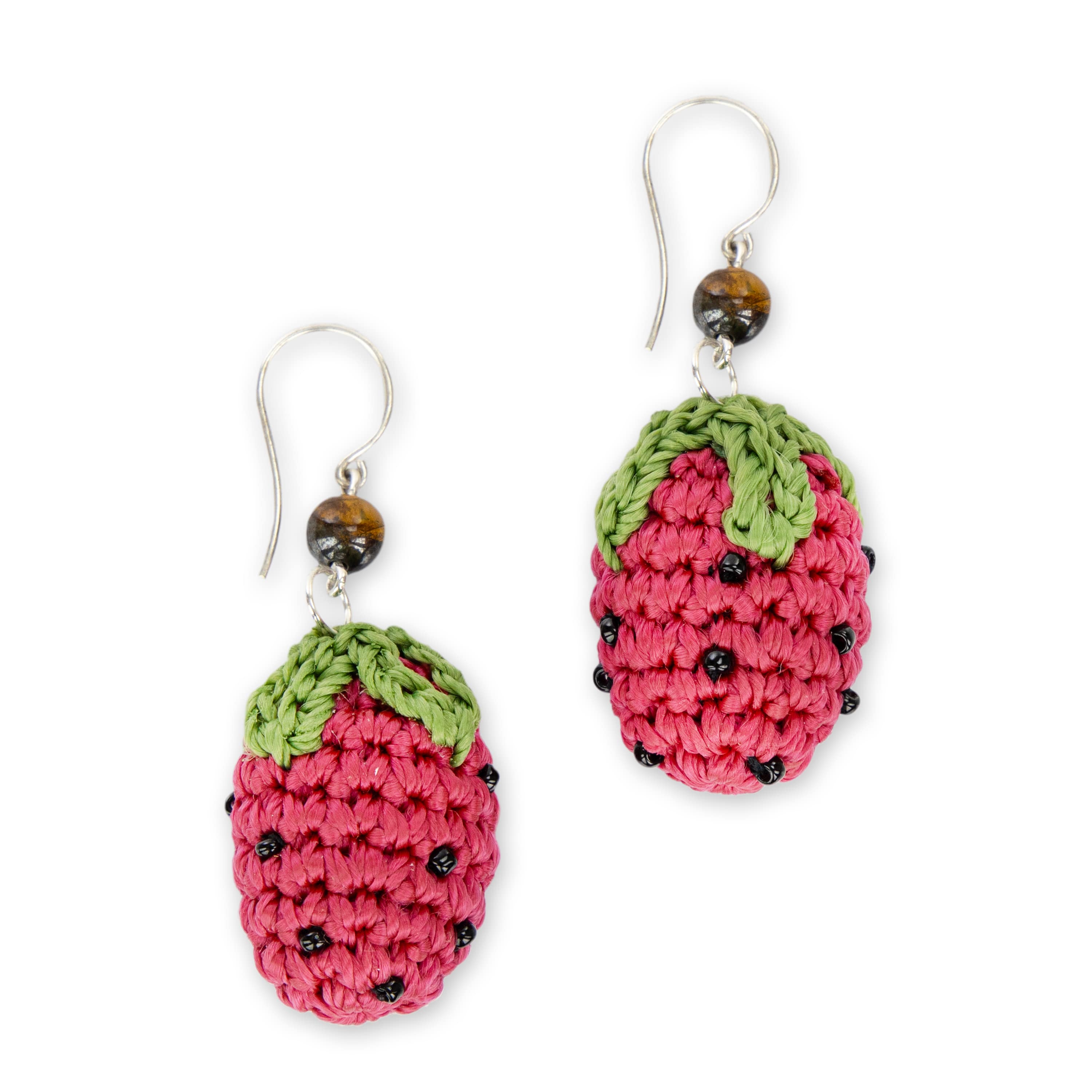 Handmade Crochet Strawberry Charm Earrings - Cute & Dainty Jewelry for Women - Perfect for Summer, Parties & Everyday Wear