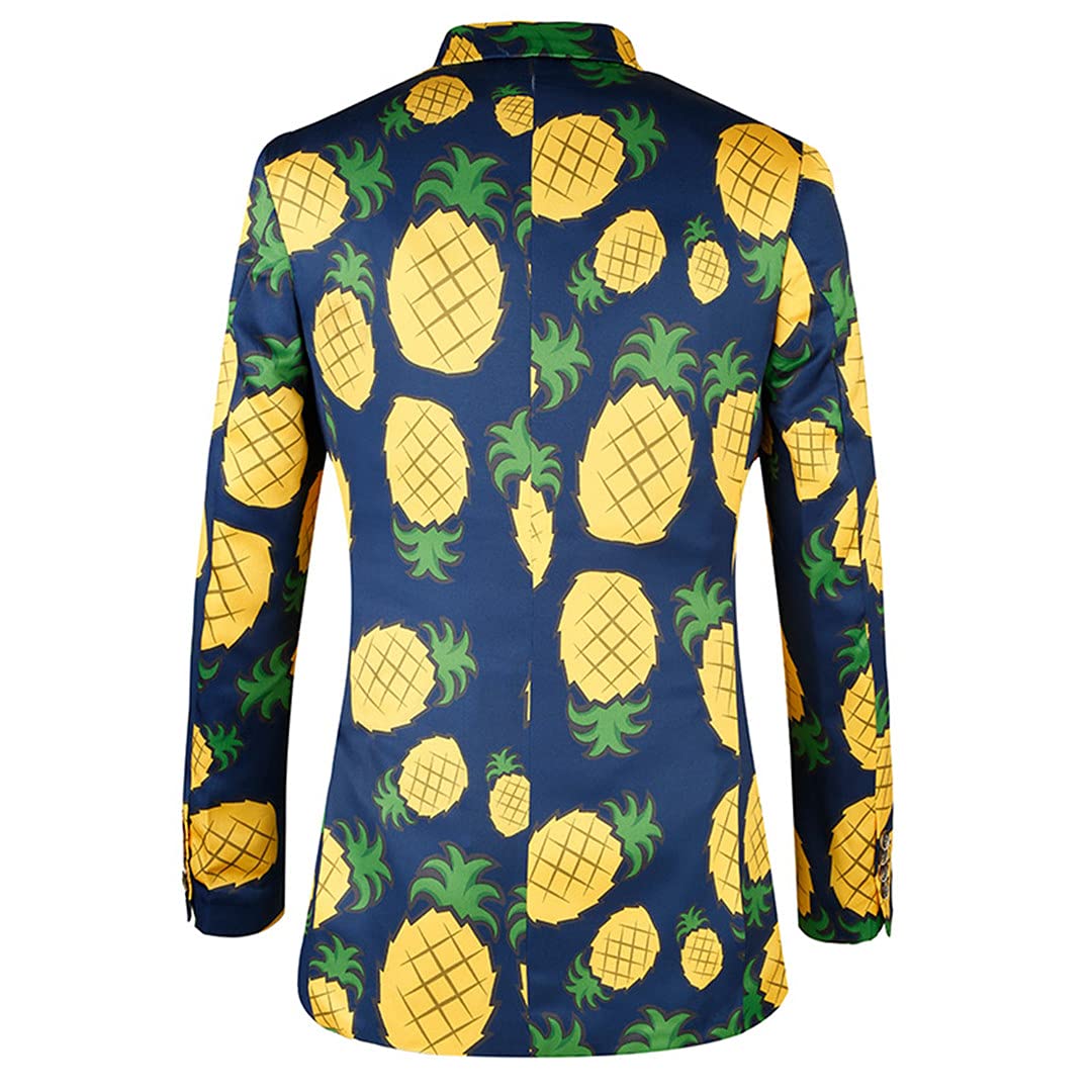 Men's Casual Floral Pineapple Print Blazer Jacket - Stylish Holiday Party Suit for Summer Beach Weddings & Tropical Vacations
