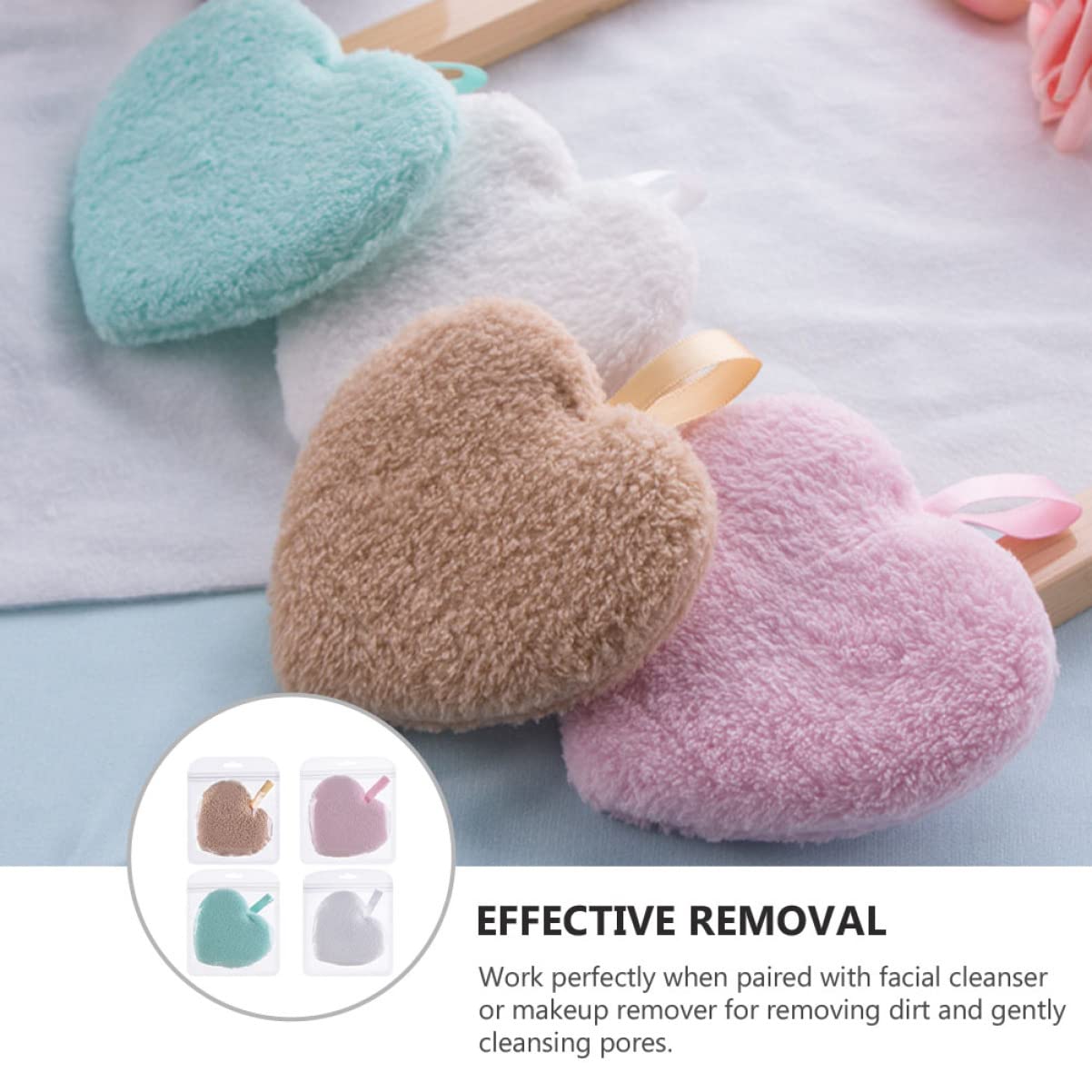 Beaupretty 12 Pcs Heart Shaped Makeup Remover Puffs - Gentle Facial Sponges for Deep Cleansing & Eye Makeup Removal | Soft Reusable Makeup Cleaning Pads for Healthy Skin Care | Perfect for Daily Use, Travel & Sensitive Skin