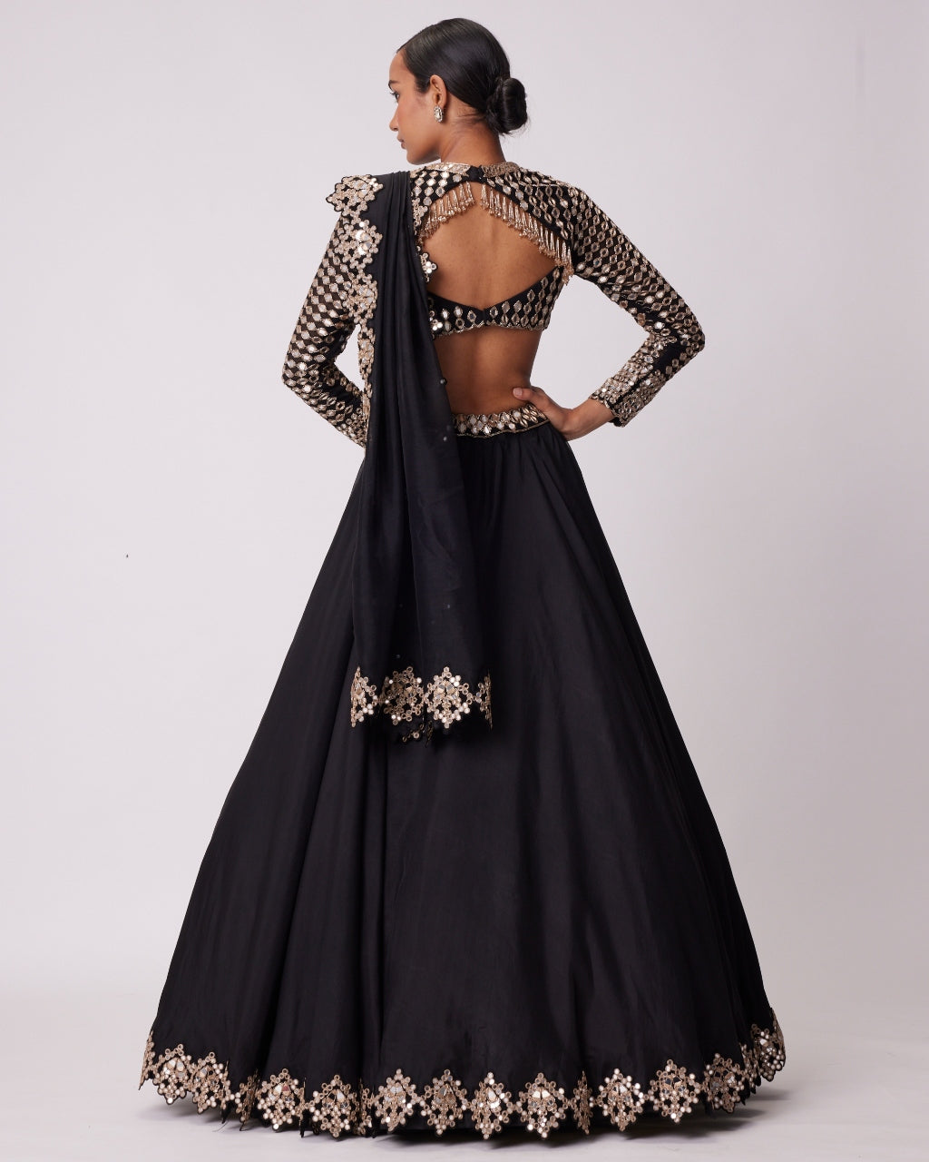 Elegant Black Organza Lehenga Set for Women - Traditional Indian Bridal Wear for Weddings, Festivals & Special Occasions