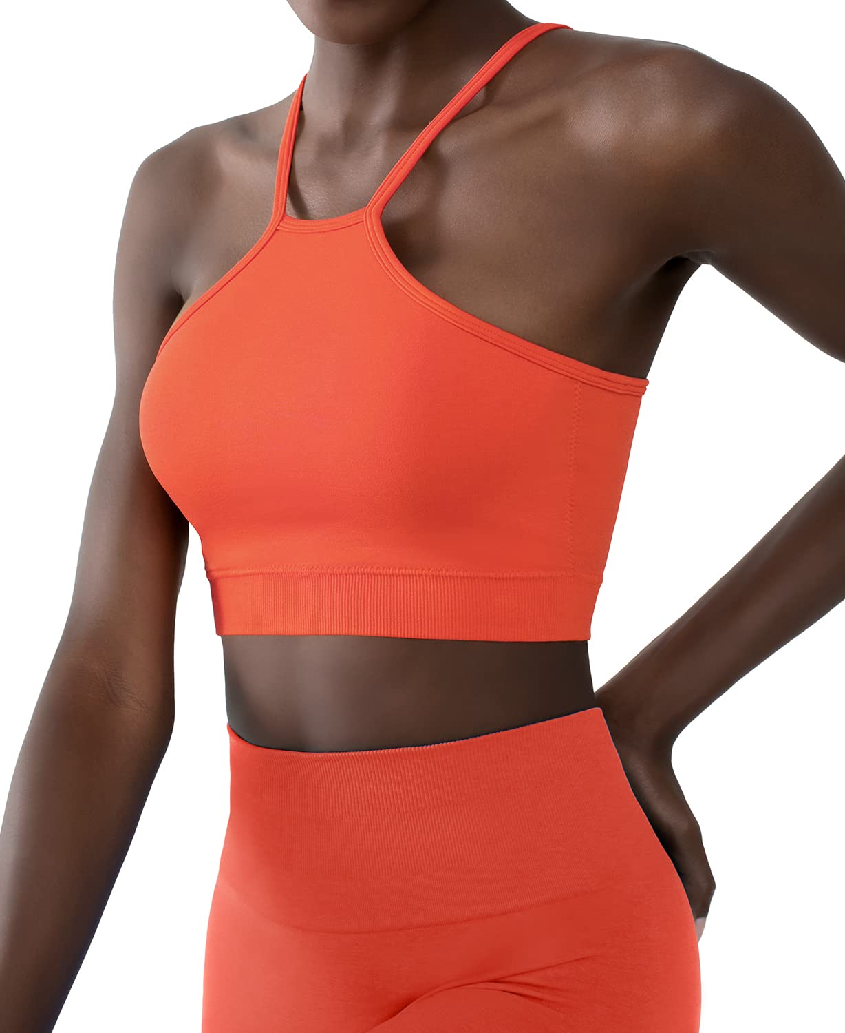 CELER Women's High Neck Seamless Sports Bra - Low Impact Workout Top for Yoga, Gym & Running - Breathable & Supportive Crop Top for Active Lifestyles