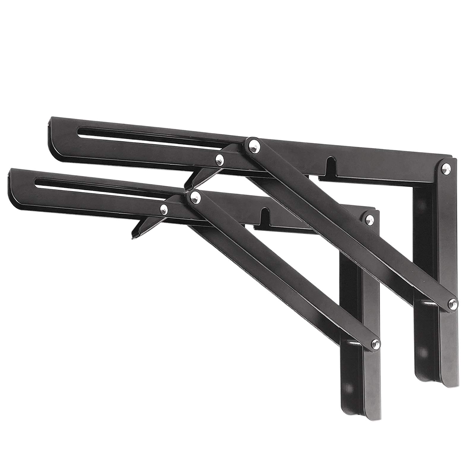 Heavy Duty Folding Shelf Brackets 16 Inch - 150 lb Max Load for DIY Wall Mount & Space Saving