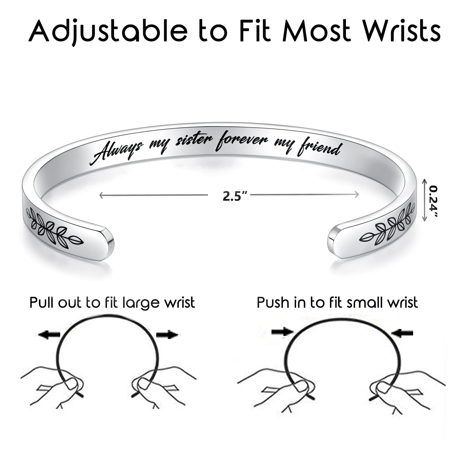Personalized Cuff Bracelets for Women & Girls - Best Friend, Sister, Mom, Daughter, Granddaughter Jewelry - Custom Birthday, Mother's Day, Christmas & Easter Gifts - Perfect for Everyday Wear, Special Occasions & Gift Giving