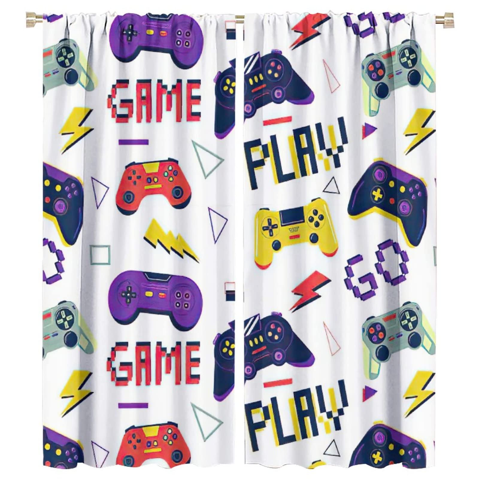 Vintage Gamepad Joystick Gaming Window Curtain - 42x45 Inch Room Darkening Rod Pocket Curtain for Gamer Bedroom Decor | Perfect for Boys, Girls & Teens Gaming Room, Man Cave or Esports Themed Spaces