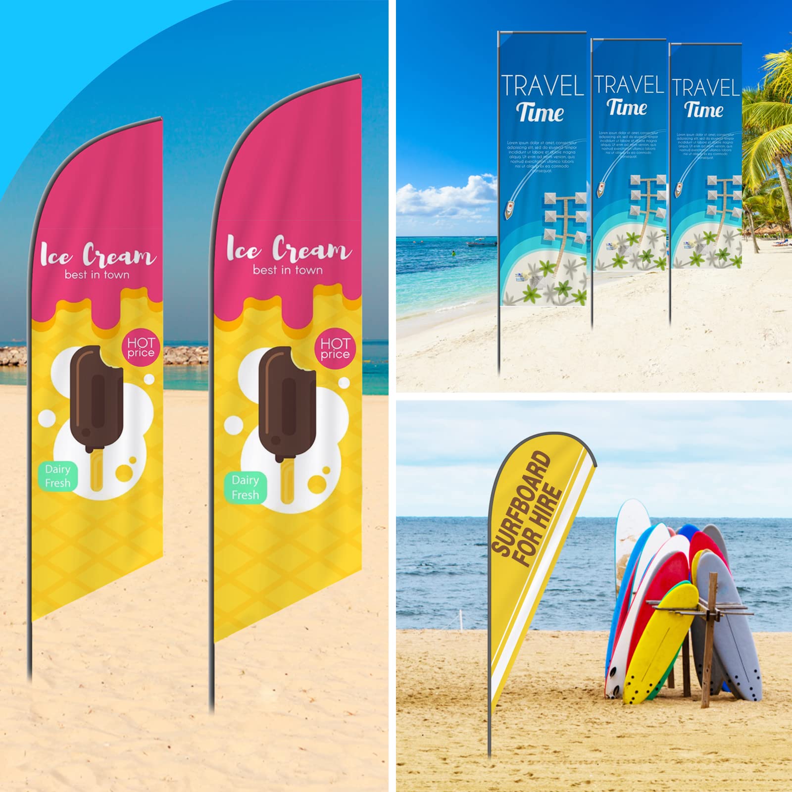 Custom Double Sided Feather Flags for Outdoor Business Advertising - Personalized Swooper Flag with Your Logo/Design/Text - Perfect for Grand Openings, Car Dealerships & Sports Events (Flag Only)