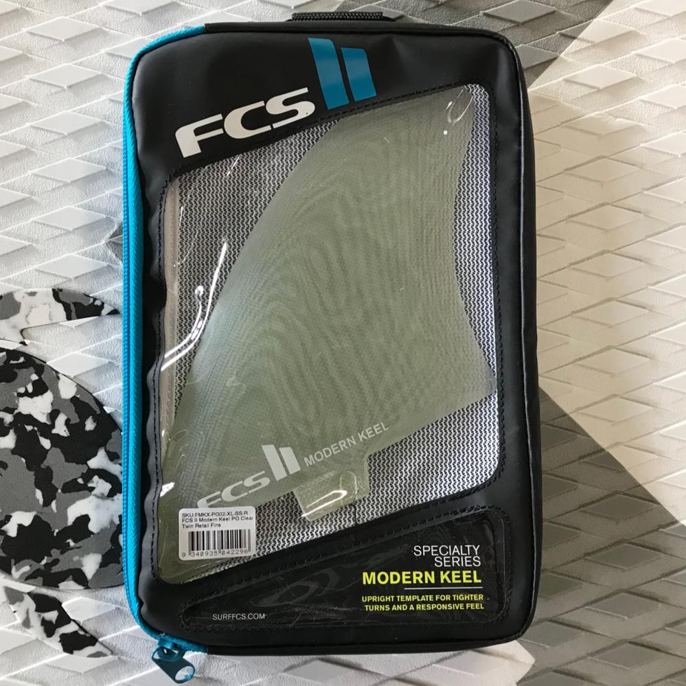 FCS II TWIN Modern Keel PG Twin Surfboard Fins - Clear - High Performance Surfing Fins for All Wave Conditions