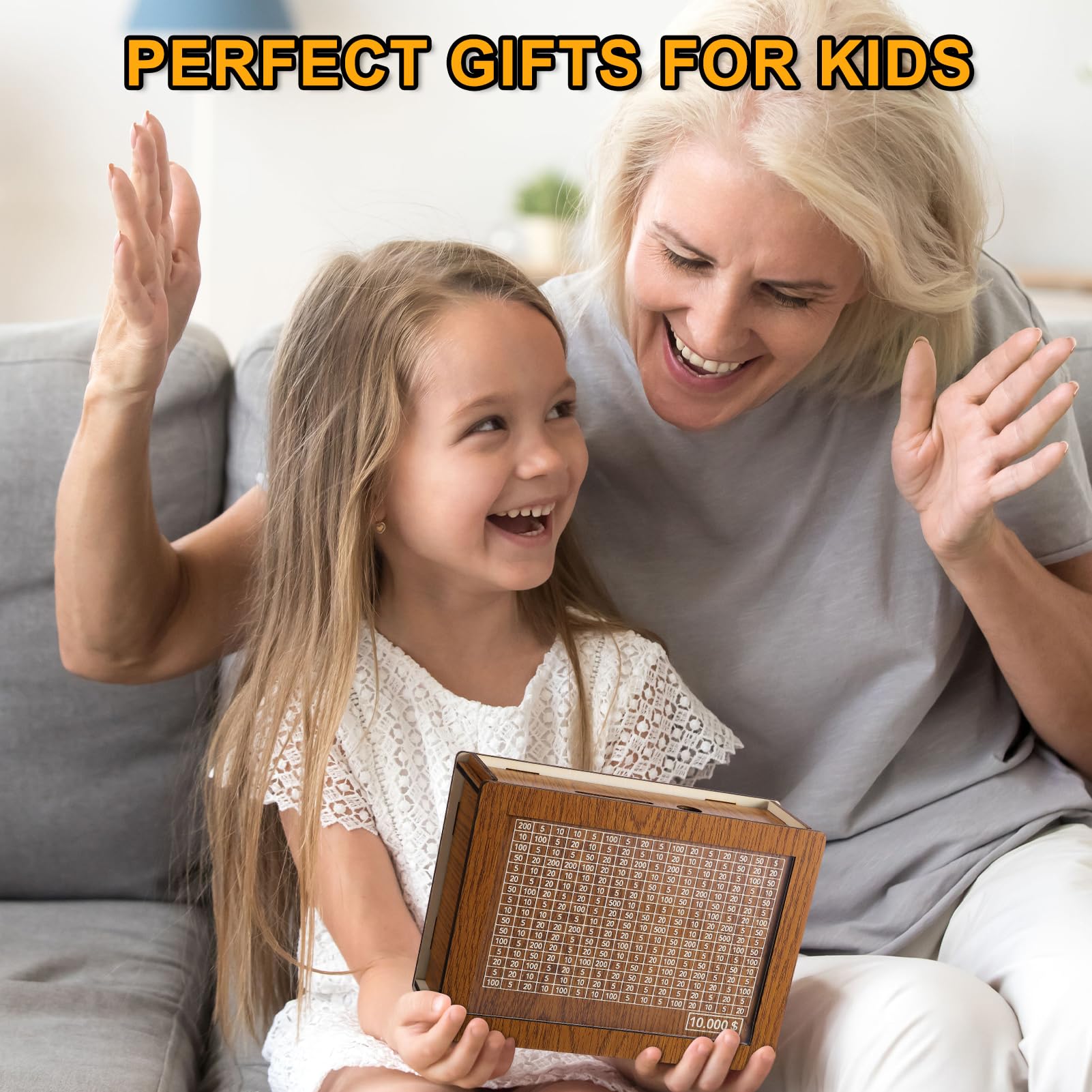 Wooden Cash Vault Savings Box with Digital Counter - Retro Money Saving Bank for Kids & Adults (10,000 Challenge, Light Brown) | Perfect for Piggy Bank Savings, Coin Collection & Financial Education at Home