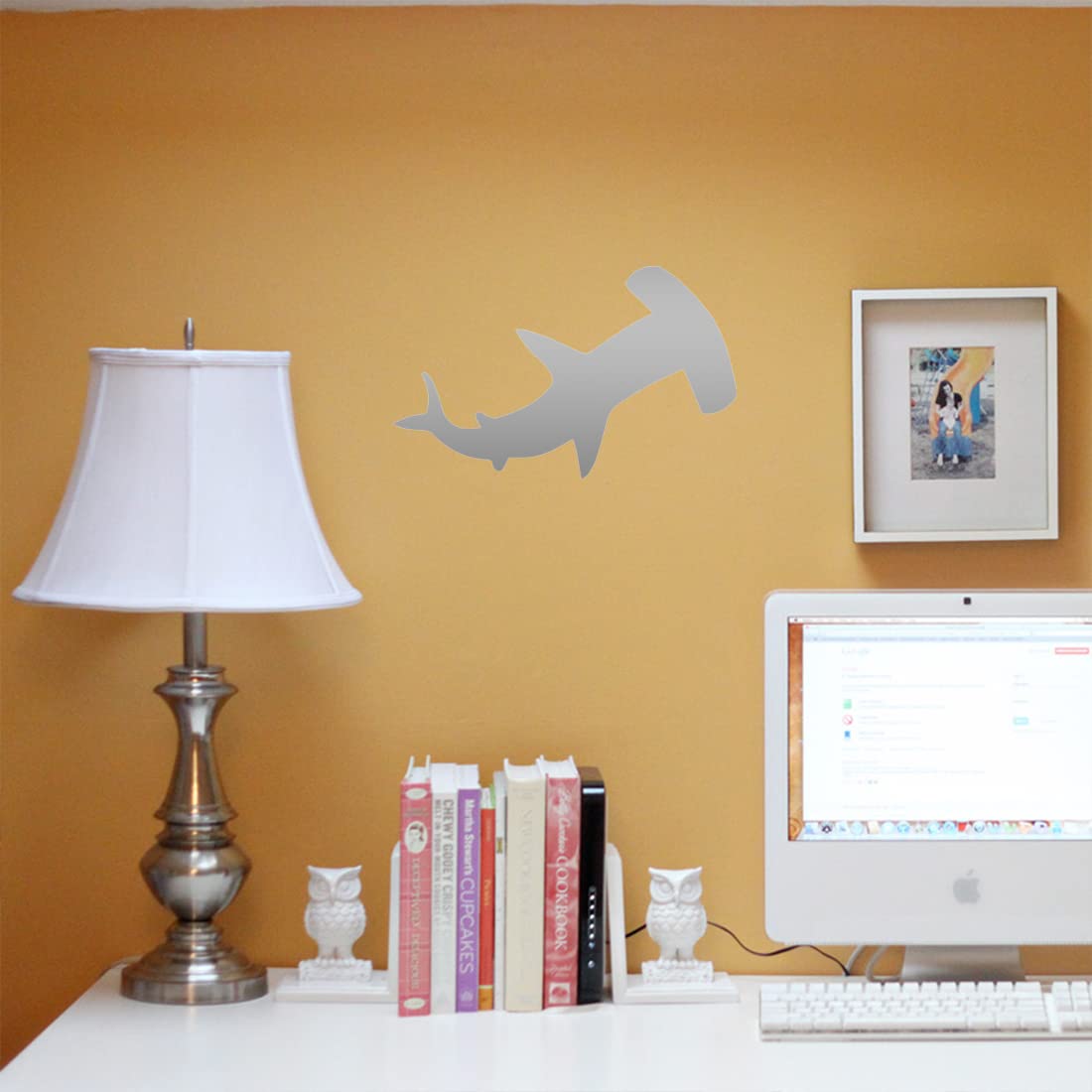 Premium Waterproof Vinyl Decal Stickers - Hammerhead Shark Design (Metallic Silver, Set of 2) for Laptop, Phone, Helmet, Car Window, Bumper, Mug, Cup, Door & Wall Decoration - Perfect for Marine Lovers & Home Office Decor