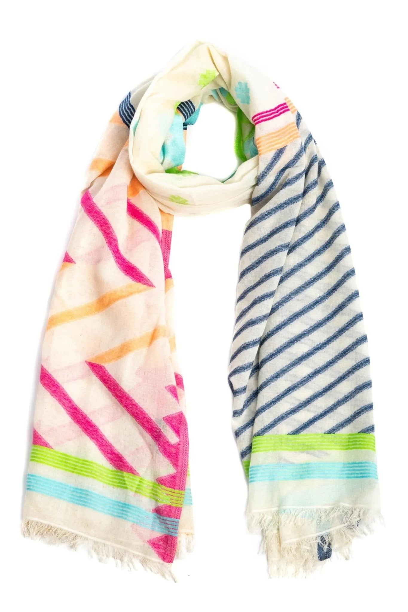 Vibrant Mixed Pattern Scarf for Women - Soft Fashion Accessory for Fall & Winter - Perfect for Office, Travel and Casual Outfits
